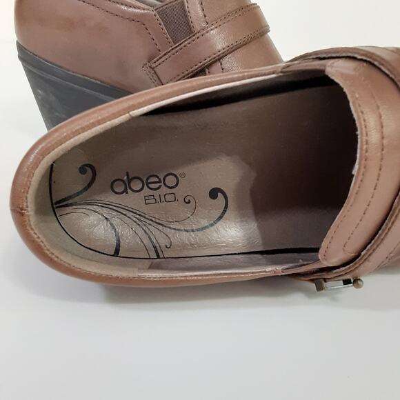 Abeo Rachel Heeled Loafers Brown Genuine Leather Clogs Orthotic Womens 7.5 - Picture 7 of 10